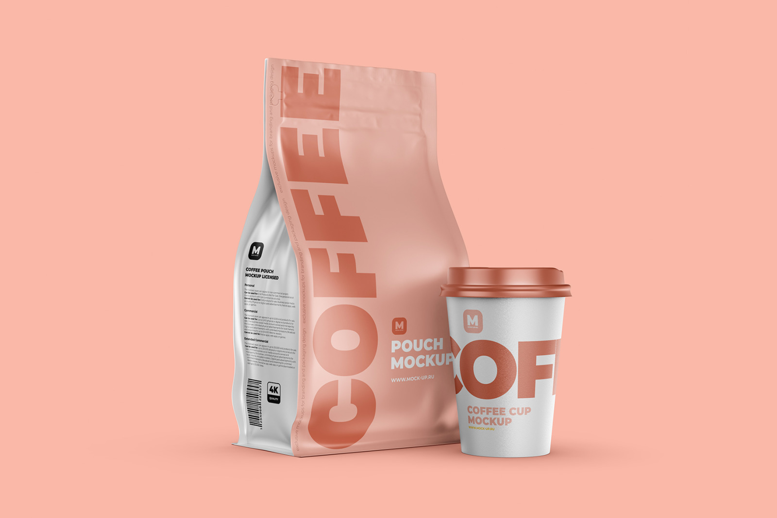 Zip Flat Bottom Pouch Mockup with Cup Zip Flat Bottom Pouch Mockup with Cup