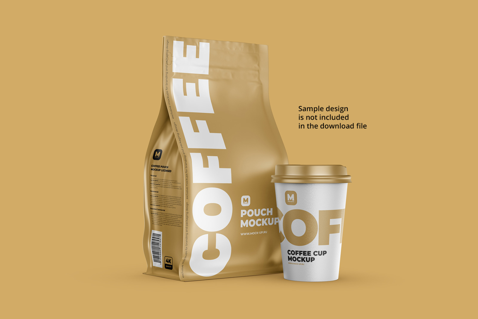 Zip Flat Bottom Pouch Mockup with Cup Zip Flat Bottom Pouch Mockup with Cup