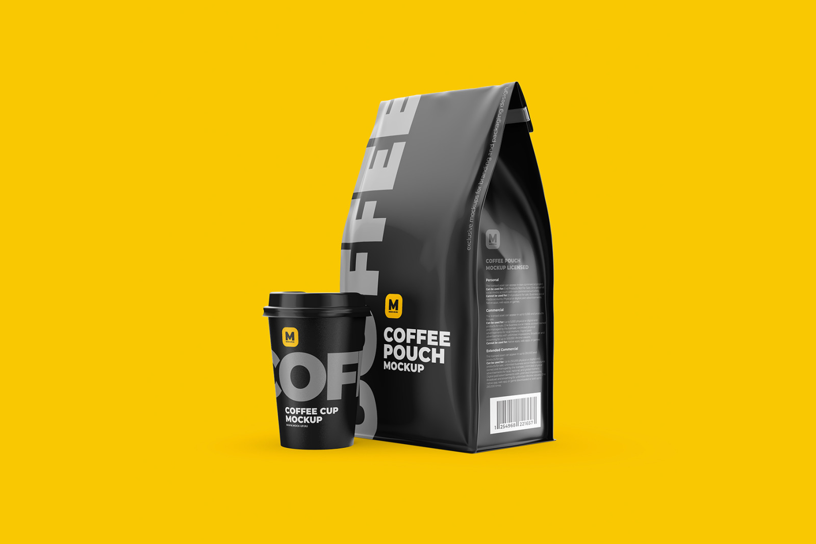 Coffee Pouch Mockup with Cup