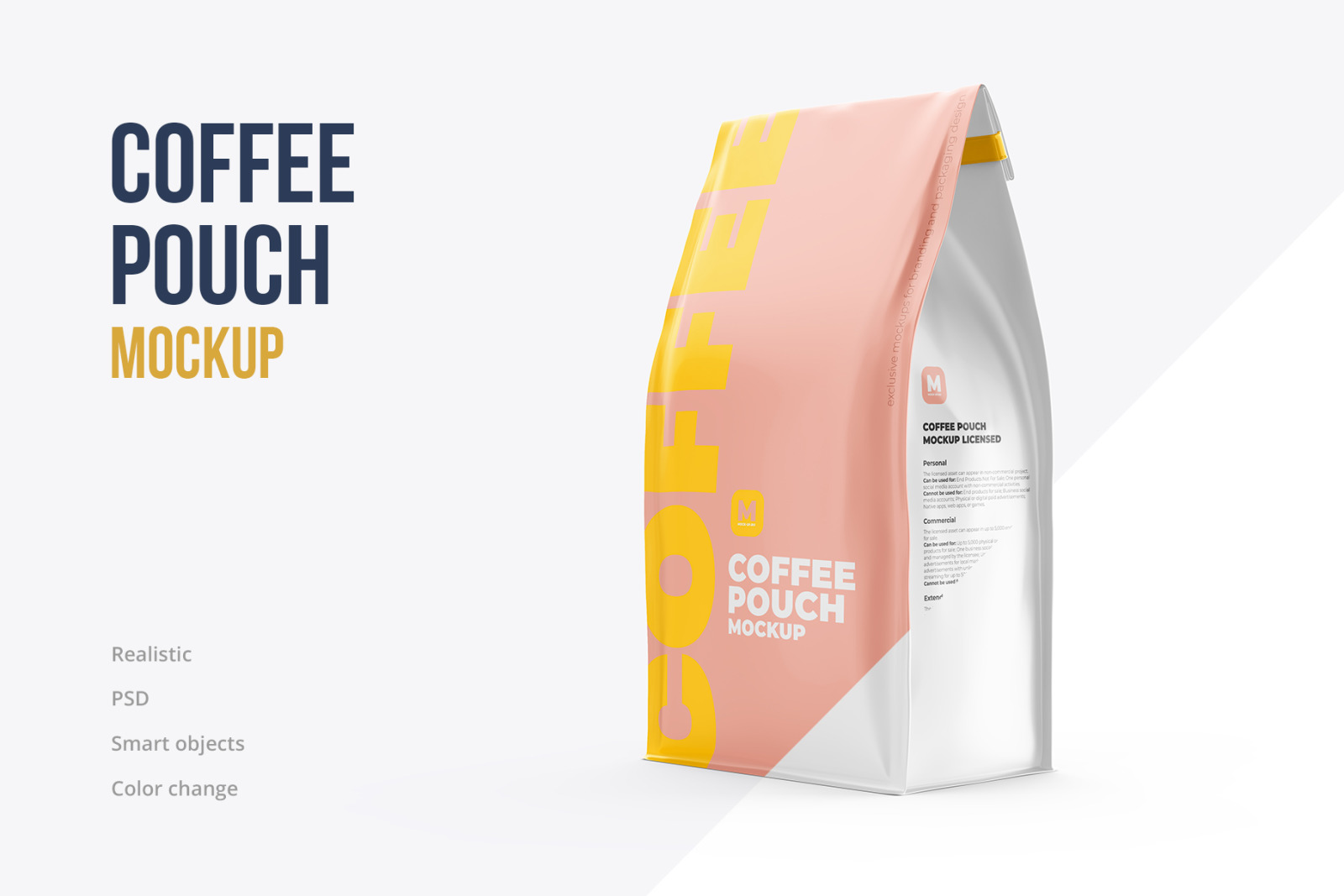 Coffee Pouch Mockup. Half-Side view Coffee Pouch Mockup. Half-Side view
