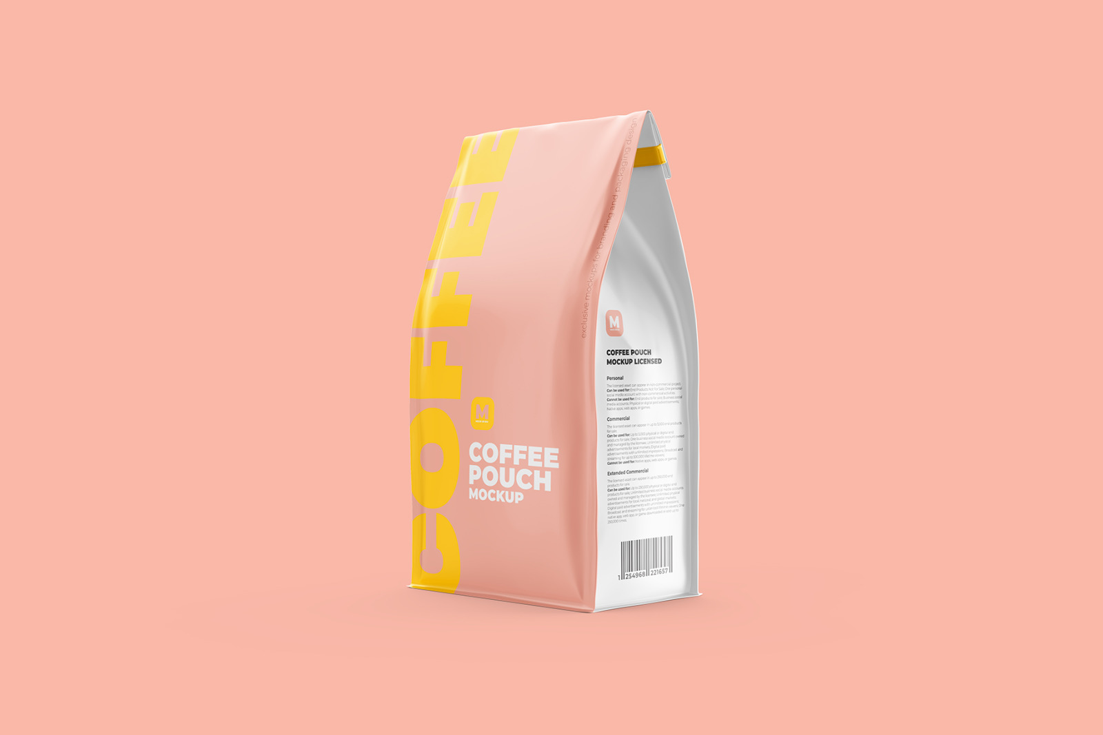 Coffee Pouch Mockup. Half-Side view Coffee Pouch Mockup. Half-Side view