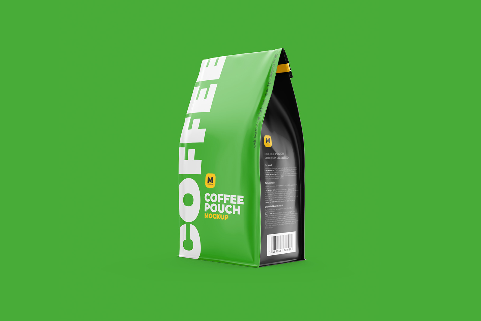 Coffee Pouch Mockup. Half-Side view