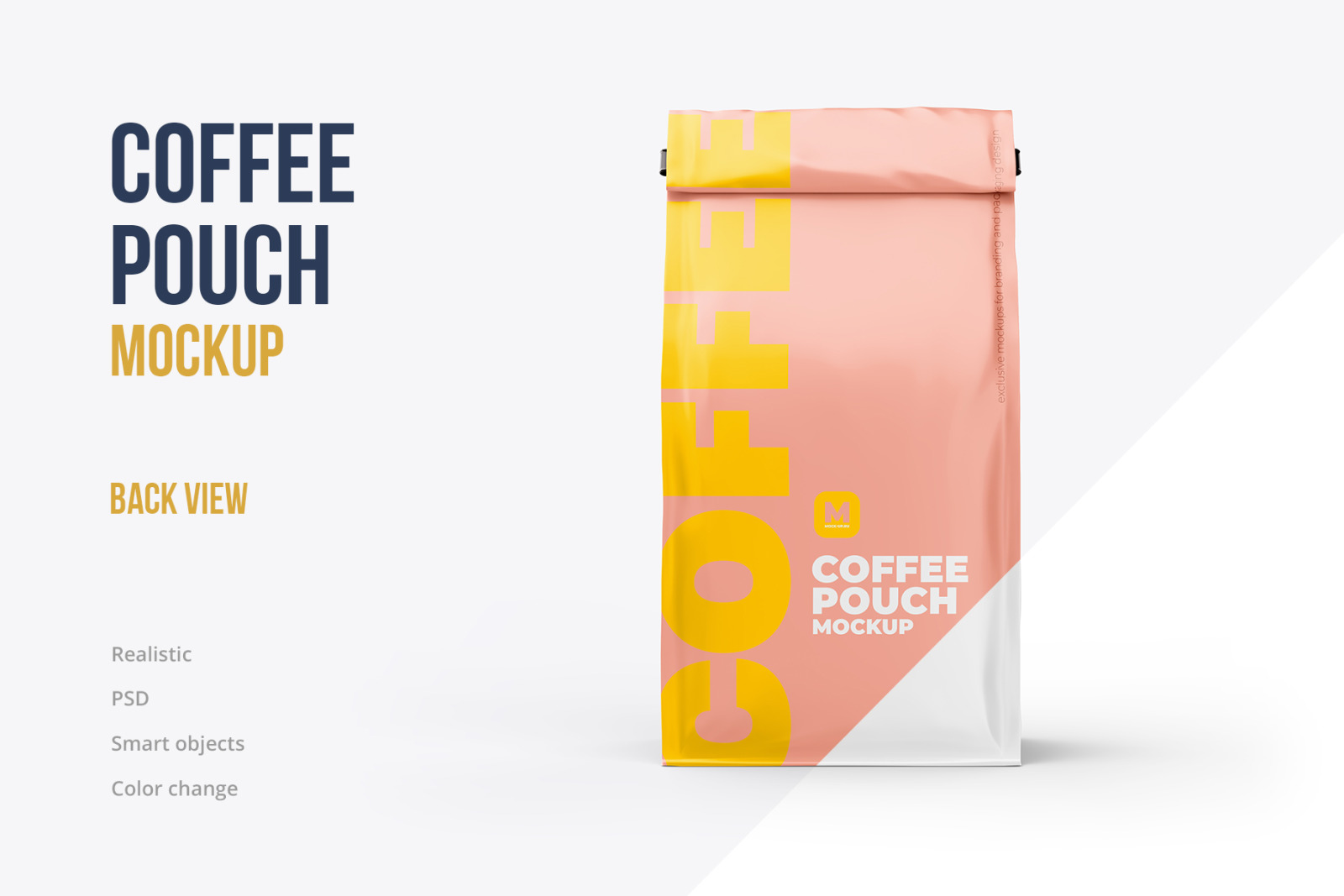 Coffee Pouch Mockup. Back view Coffee Pouch Mockup. Back view