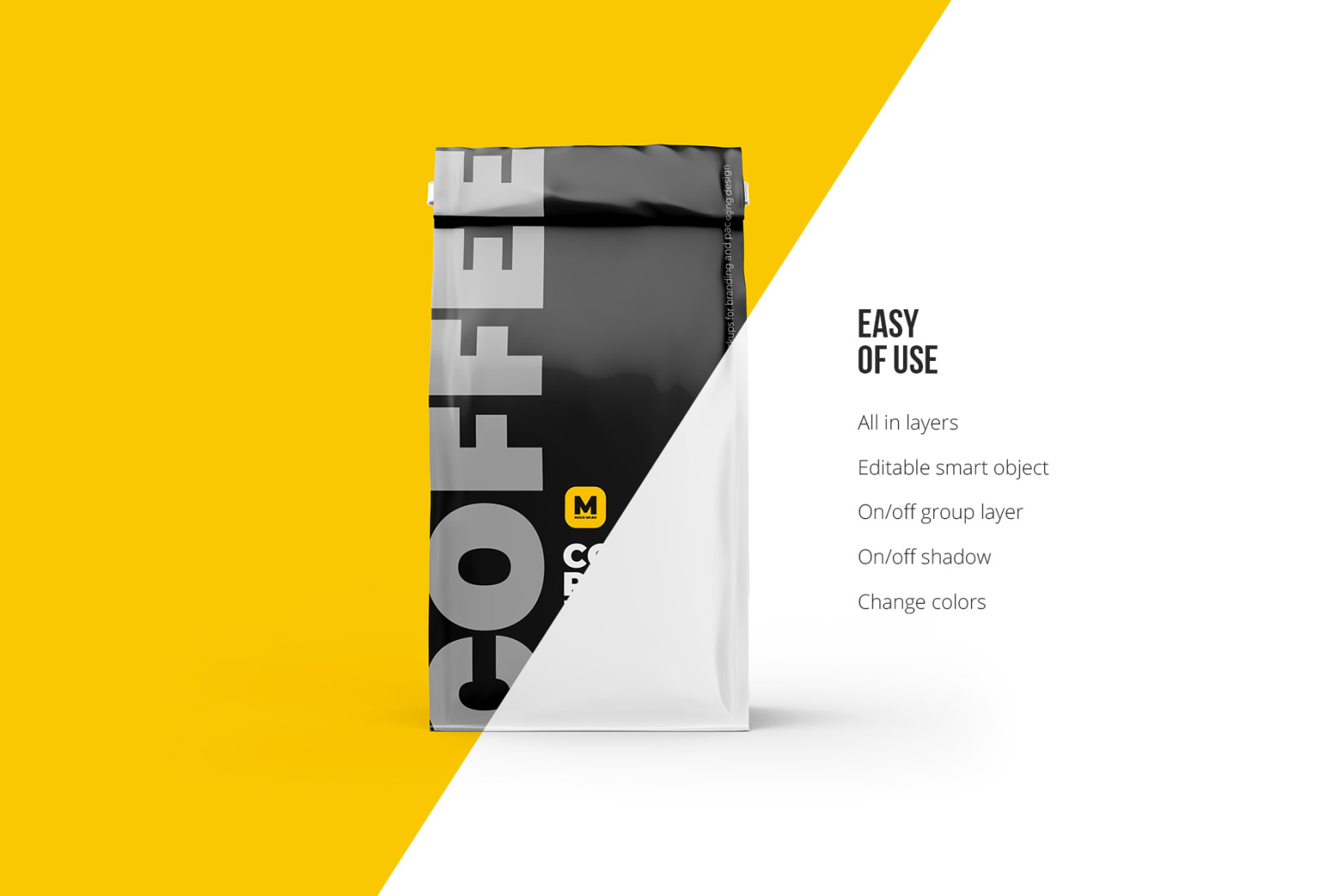 Coffee Pouch Mockup. Back view Coffee Pouch Mockup. Back view