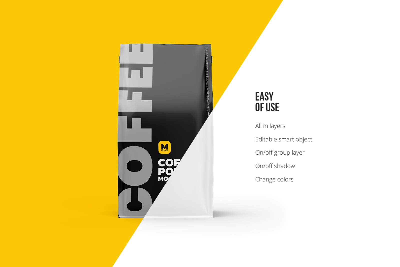 Coffee Pouch Mockup. Front view