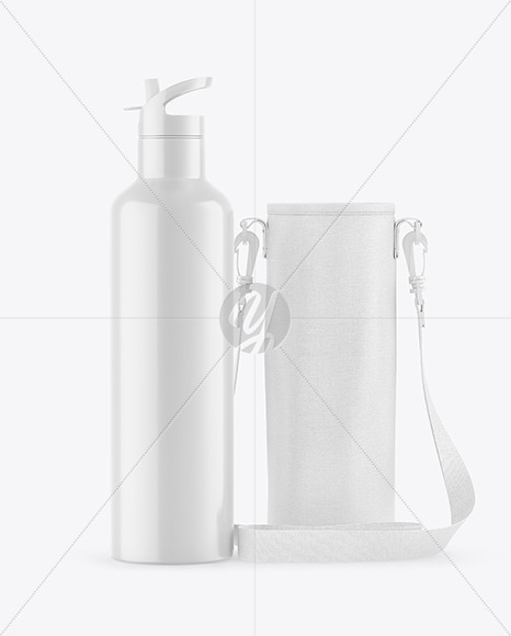 Glossy Water Bottle W/ Case Mockup