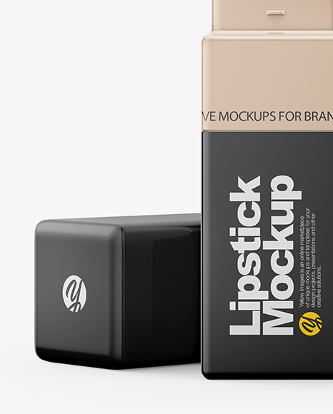 Opened Glossy Square Lipstick Tube Mockup