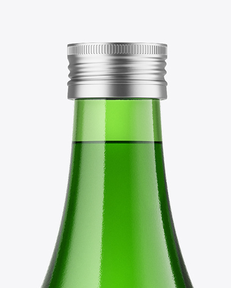 1L Green Glass Water Bottle Mockup