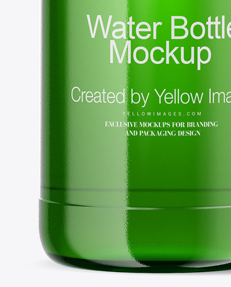 1L Green Glass Water Bottle Mockup