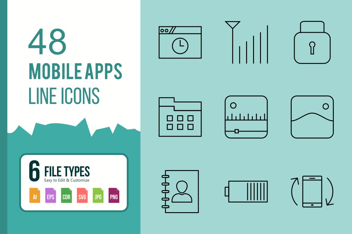 48 Phone Tab & Settings Line Black Icons 48 Phone Tab & Settings Line Black Icons