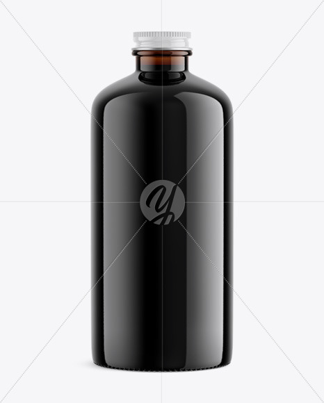 Amber Glass Bottle with Dark Drink Mockup