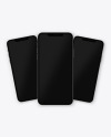 Three Apple iPhones 12 Pro Max Graphite Mockup