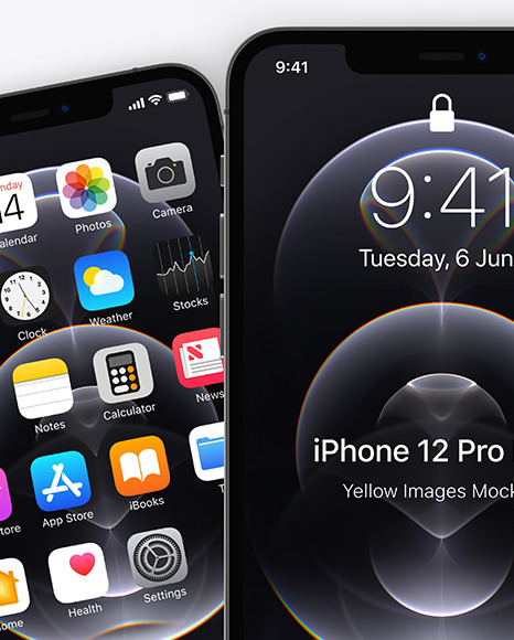 Three Apple iPhones 12 Pro Max Graphite Mockup