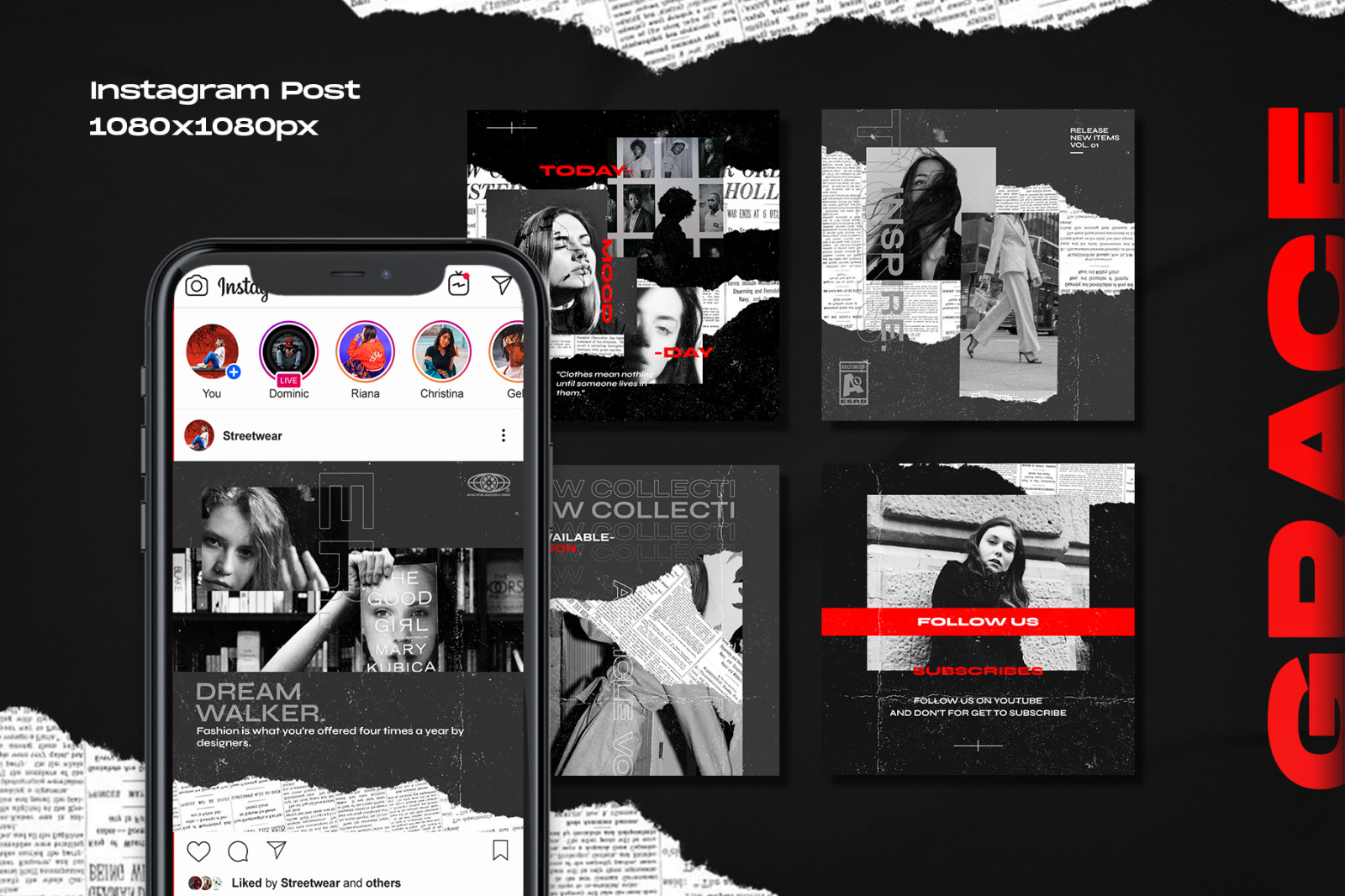 Grace- Instagram Stories & Post Template Grace- Instagram Stories & Post Template