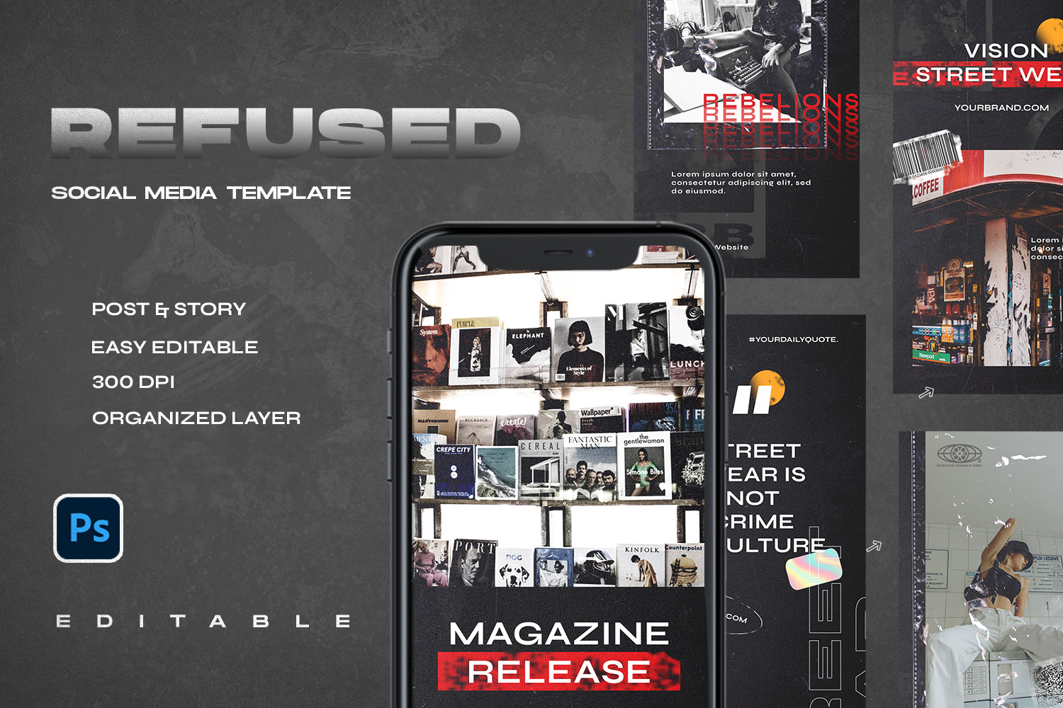 Refused - Instagram Stories & Post Template Refused - Instagram Stories & Post Template