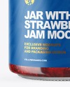 Clear Glass Jar with Strawberry Jam Mockup