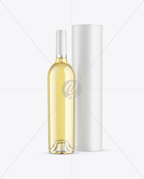 Clear Glass White Wine Bottle with Tube Mockup