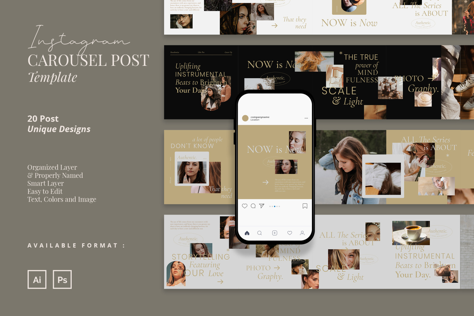 Minimalist Elegant Instagram Carousel Post Template