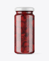 Clear Glass Jar with Strawberry Jam Mockup