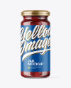 Clear Glass Jar with Strawberry Jam Mockup