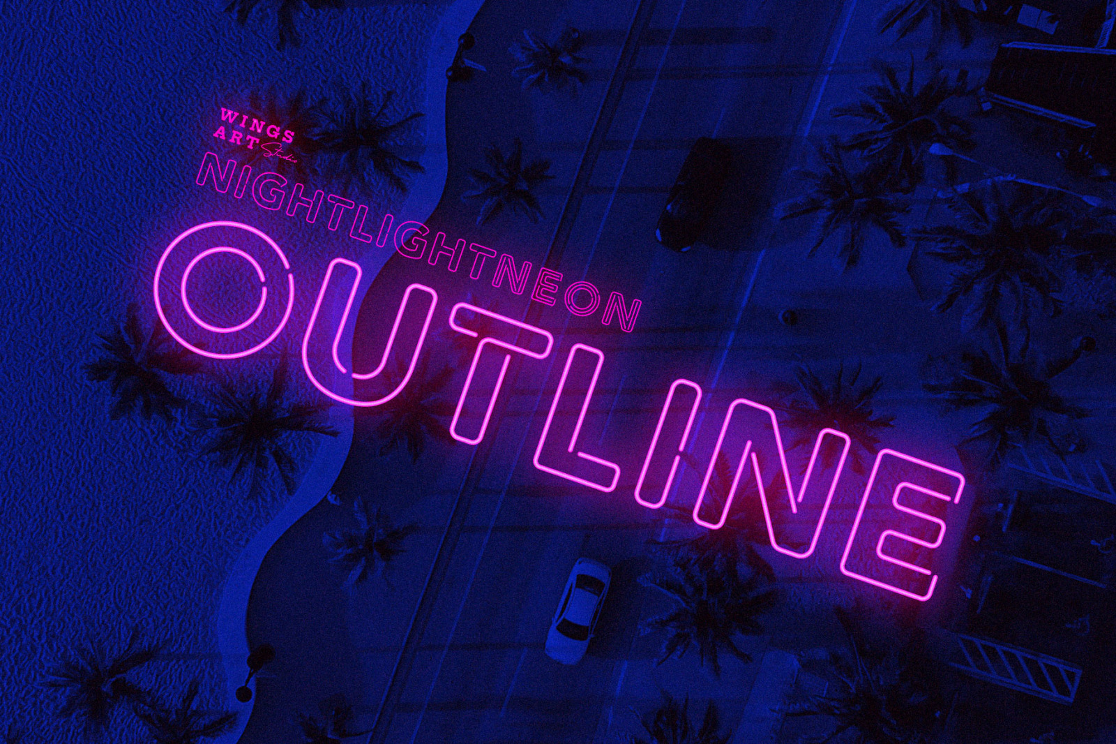 Night Light Neon Font - Outline Style