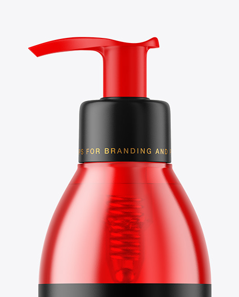 Color Plastic Cosmetic Bottle with Pump Mockup