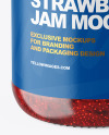 Clear Glass Jar with Strawberry Jam Mockup