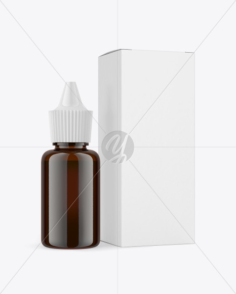 Amber Glass Bottle w/ Box Mockup