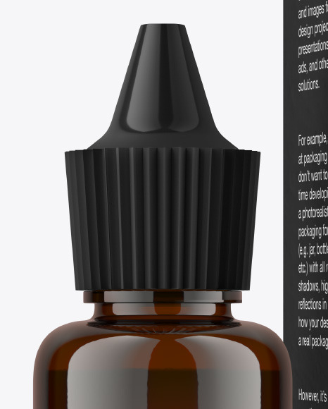 Amber Glass Bottle w/ Box Mockup