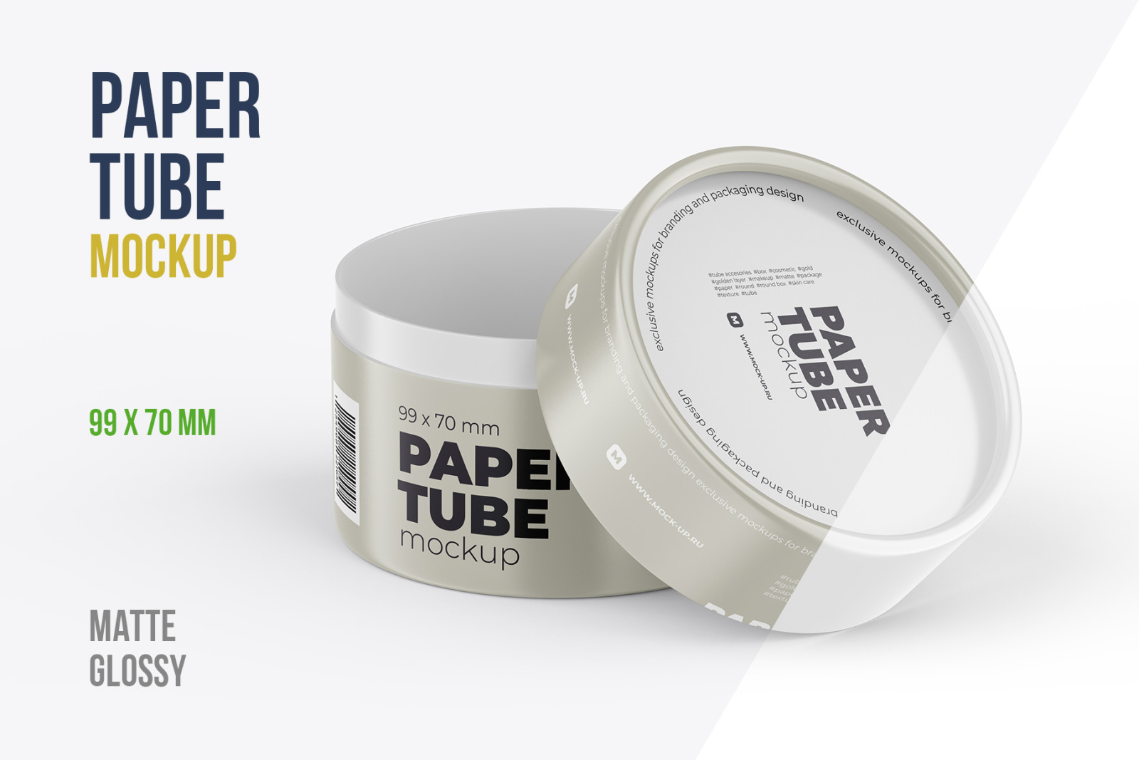 Opened Paper Tube Mockup 99x70mm Opened Paper Tube Mockup 99x70mm