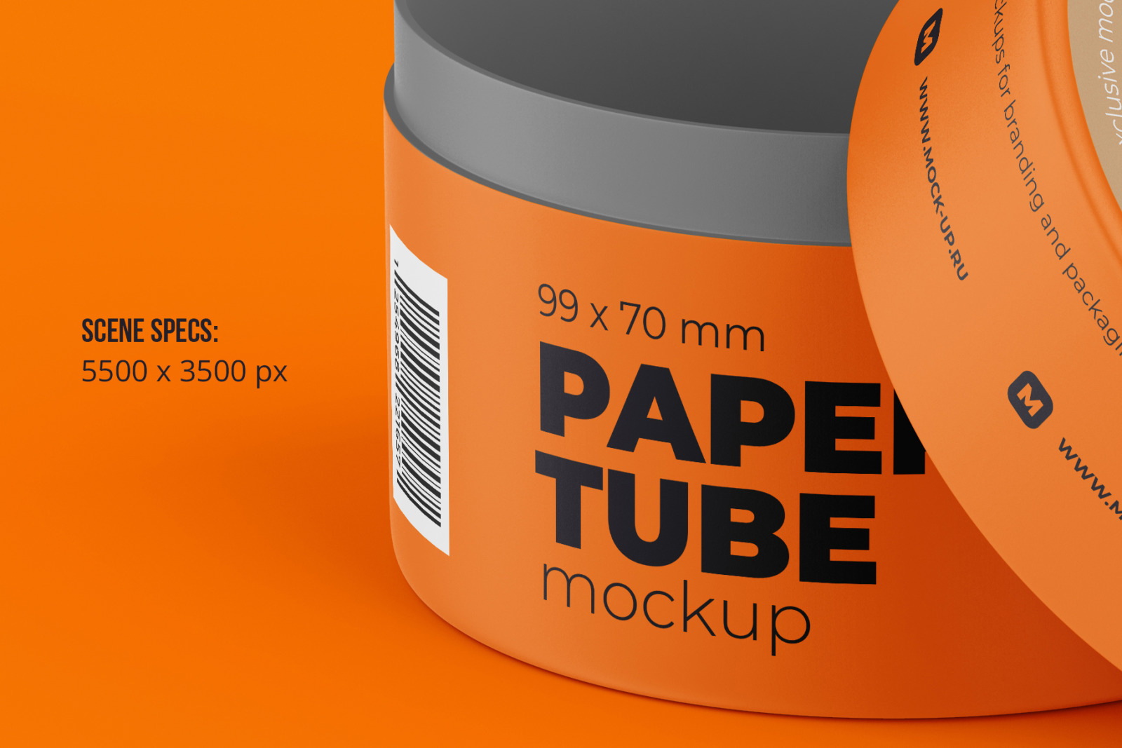 Opened Paper Tube Mockup 99x70mm