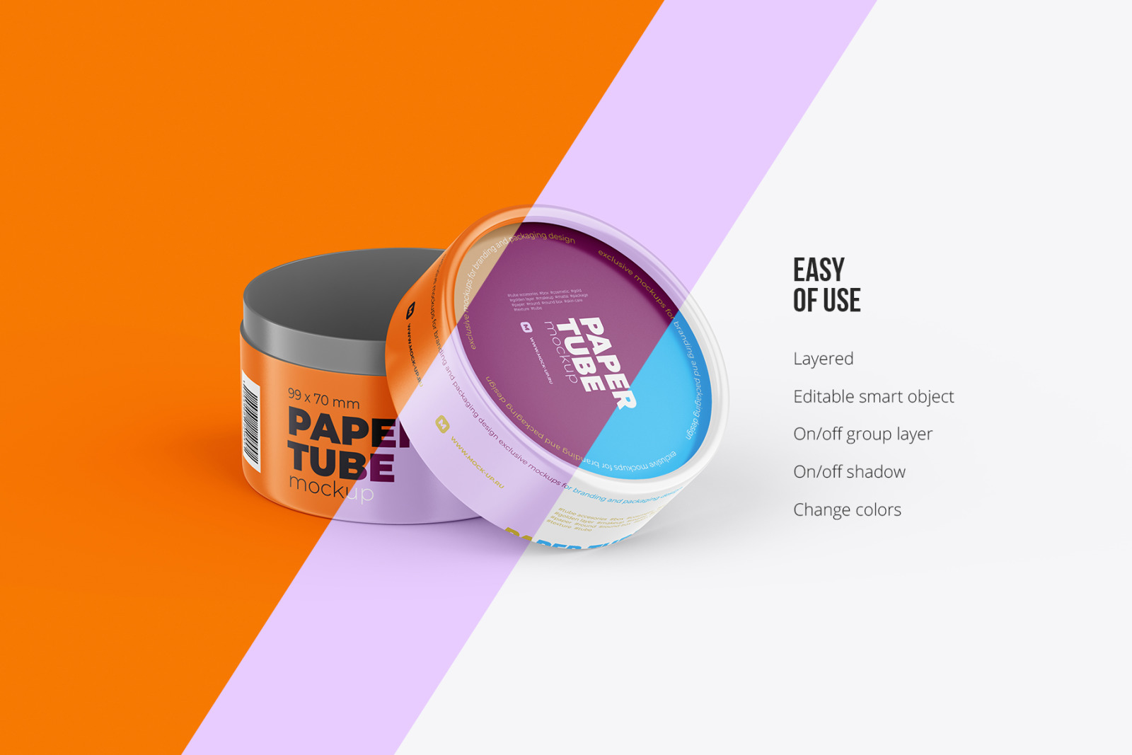 Opened Paper Tube Mockup 99x70mm