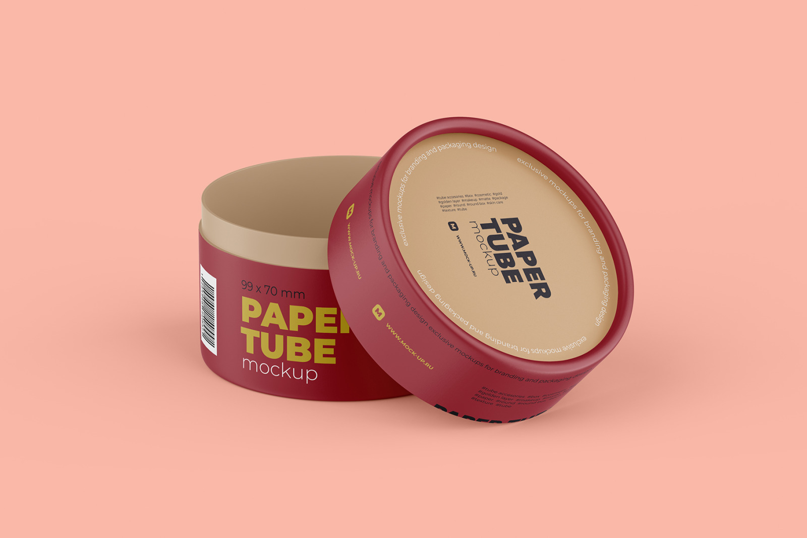 Opened Paper Tube Mockup 99x70mm