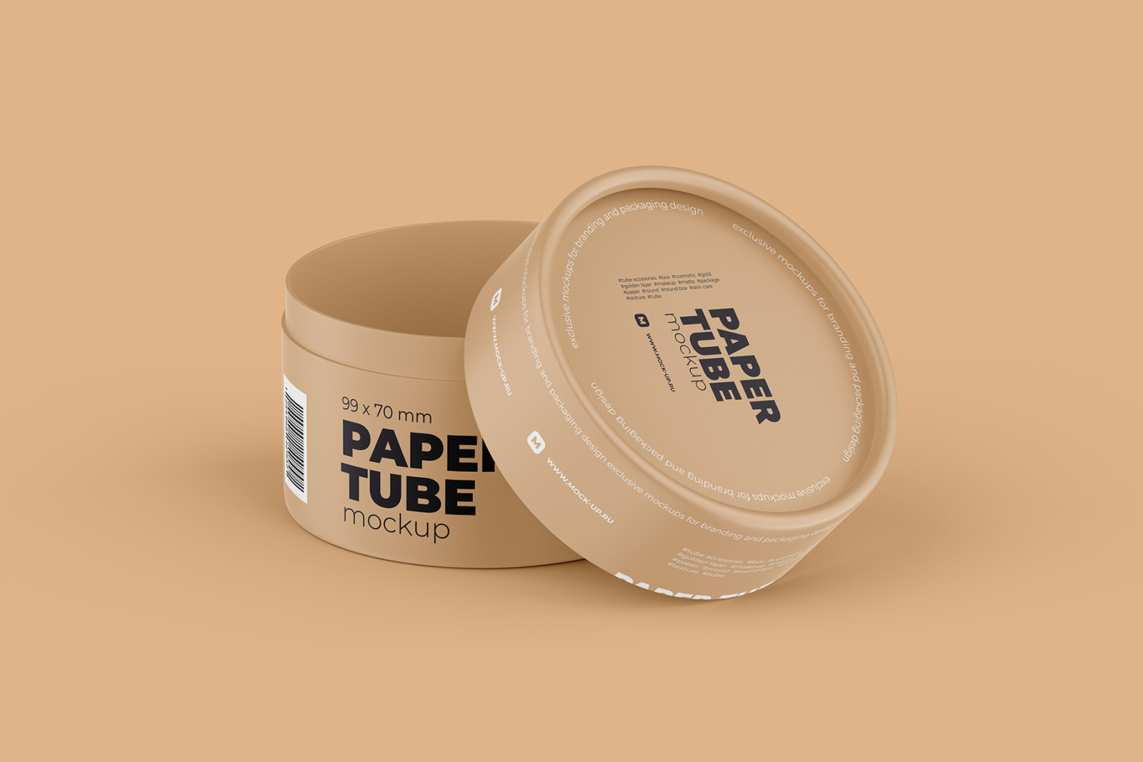 Opened Paper Tube Mockup 99x70mm