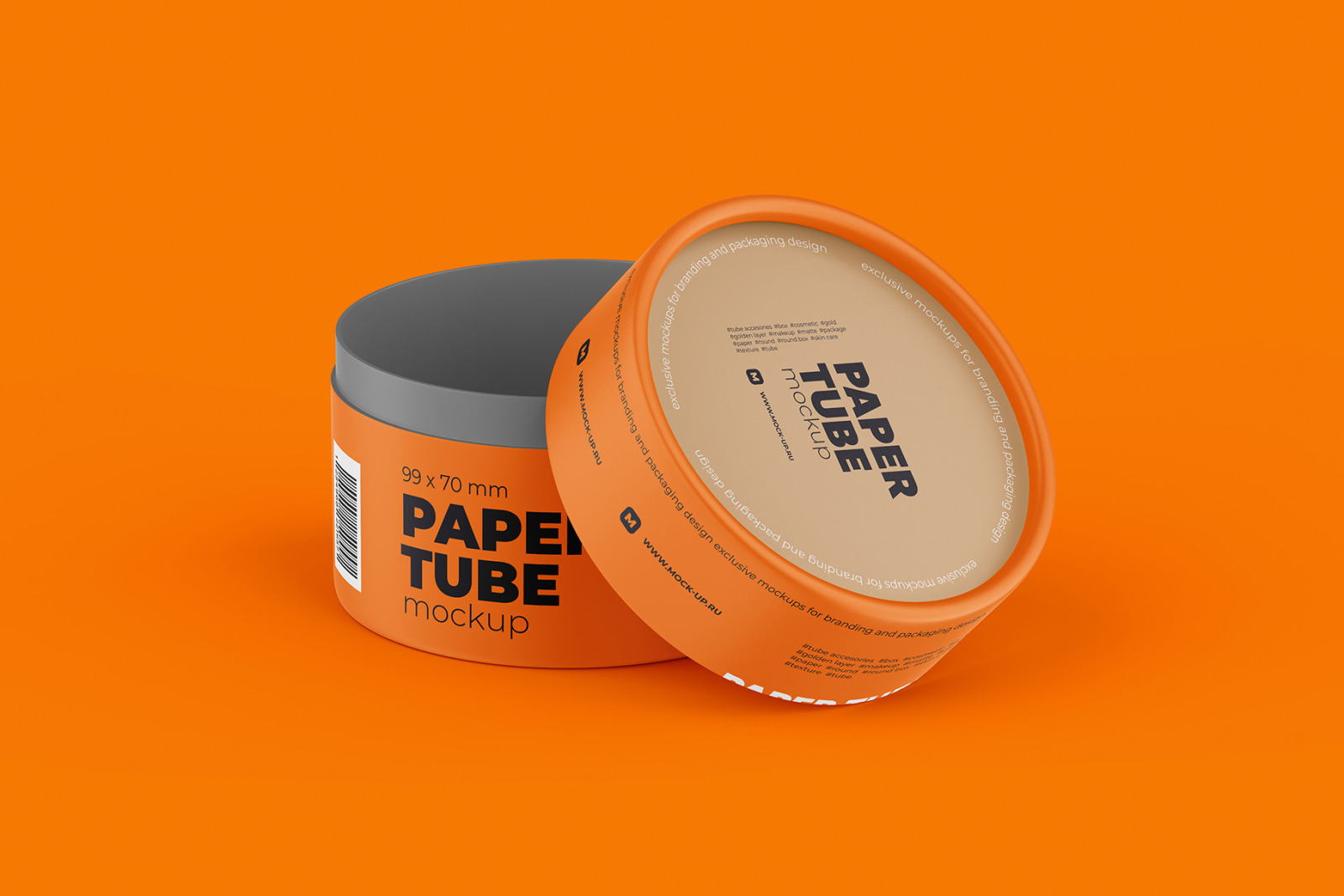 Opened Paper Tube Mockup 99x70mm