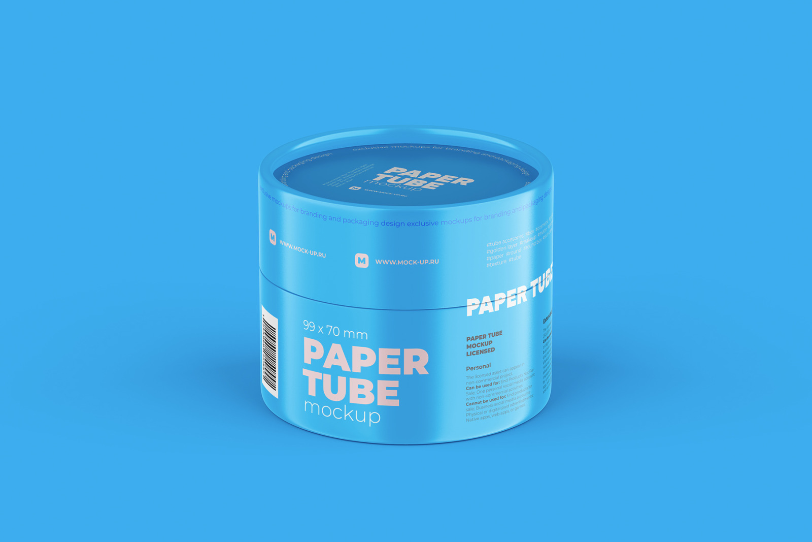 Closed Paper Tube Mockup 99x70mm Closed Paper Tube Mockup 99x70mm