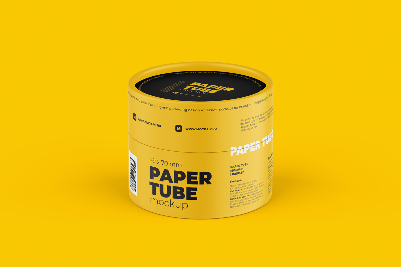 Closed Paper Tube Mockup 99x70mm Closed Paper Tube Mockup 99x70mm