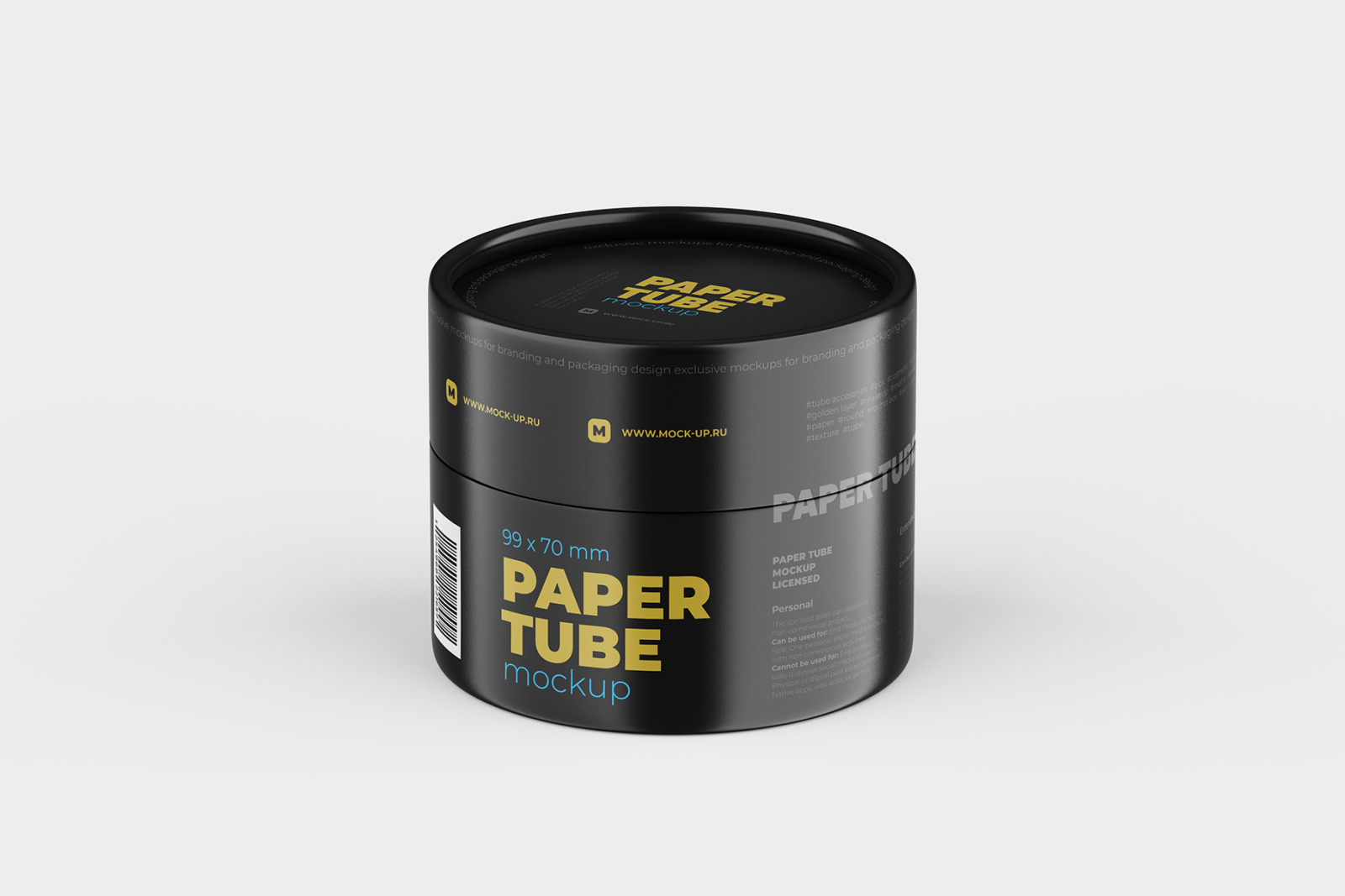 Closed Paper Tube Mockup 99x70mm Closed Paper Tube Mockup 99x70mm