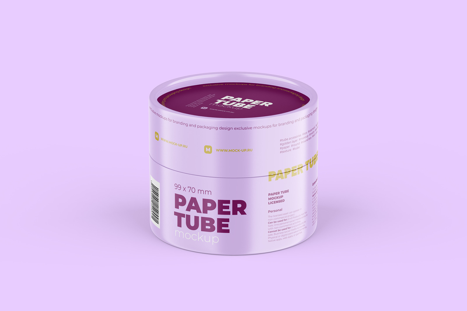 Closed Paper Tube Mockup 99x70mm Closed Paper Tube Mockup 99x70mm