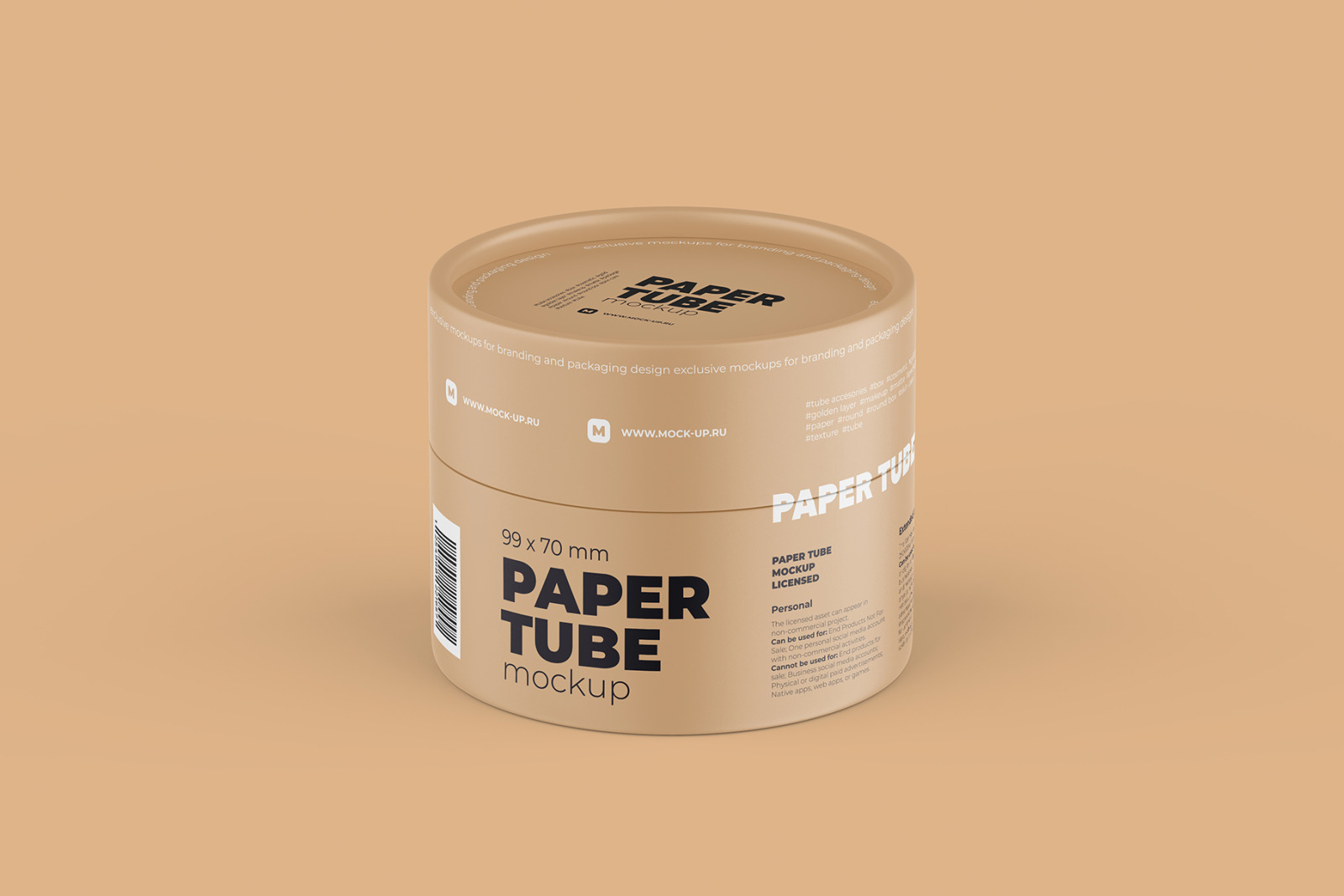 Closed Paper Tube Mockup 99x70mm Closed Paper Tube Mockup 99x70mm