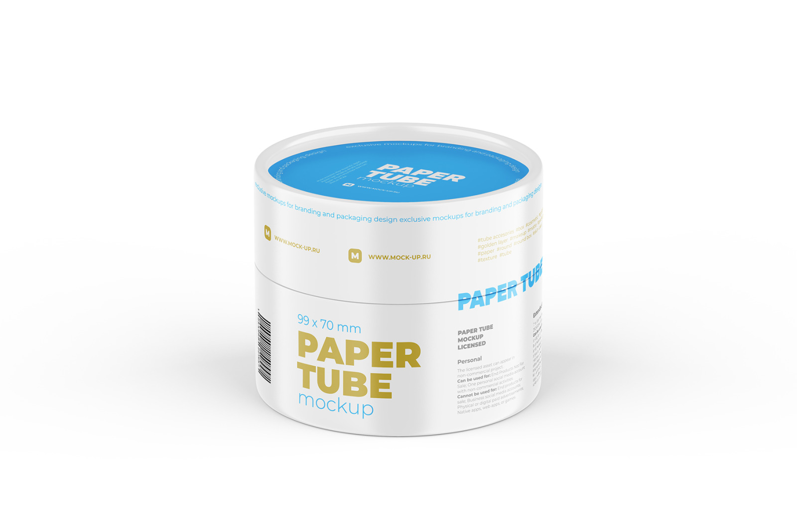 Closed Paper Tube Mockup 99x70mm Closed Paper Tube Mockup 99x70mm