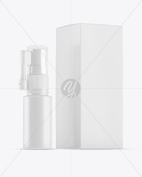 Matte Spray Bottle w/ Box Mockup