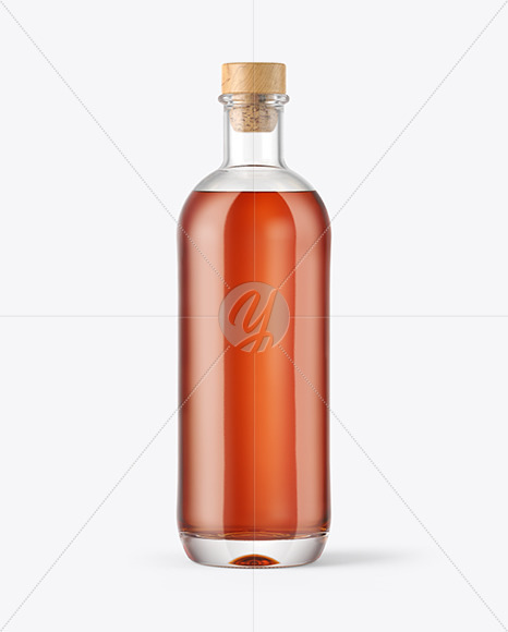 Cognac Bottle with Wooden Cap Mockup