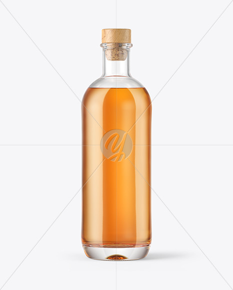 Cognac Bottle with Wooden Cap Mockup