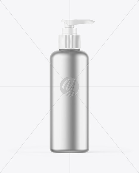 Matte Metallic Bottle w/ Closed Pump Mockup