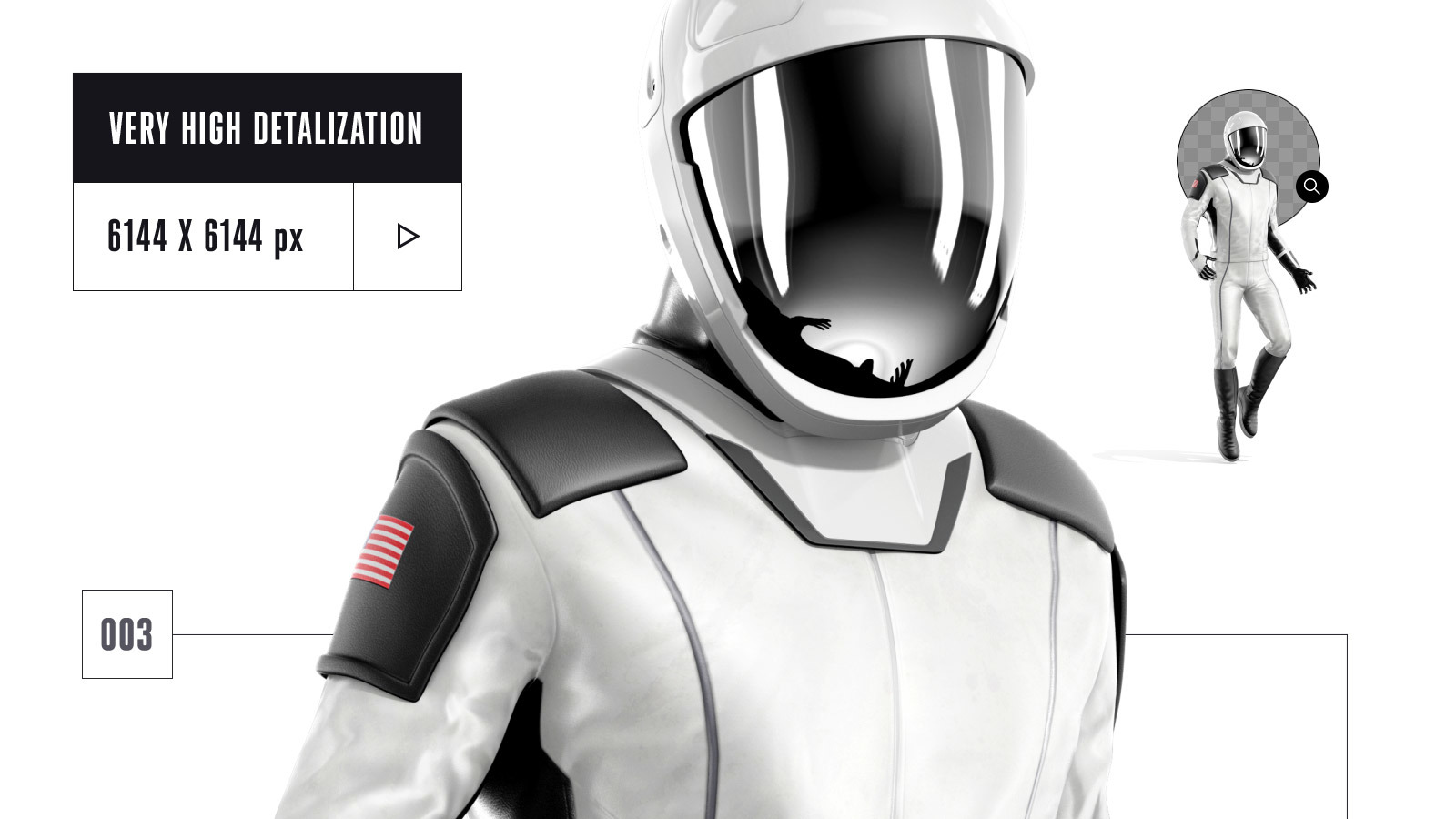 PSD Mockup 3D model SpaceX Astronaut #03 PSD Mockup 3D model SpaceX Astronaut #03