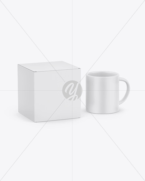 Paper Box W/ Matte Mug Mockup