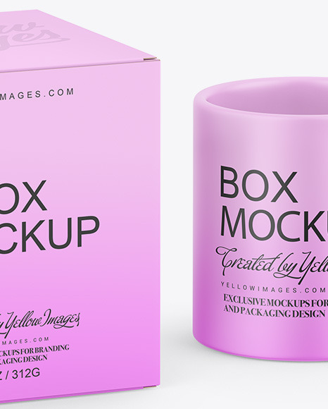 Paper Box W/ Matte Mug Mockup