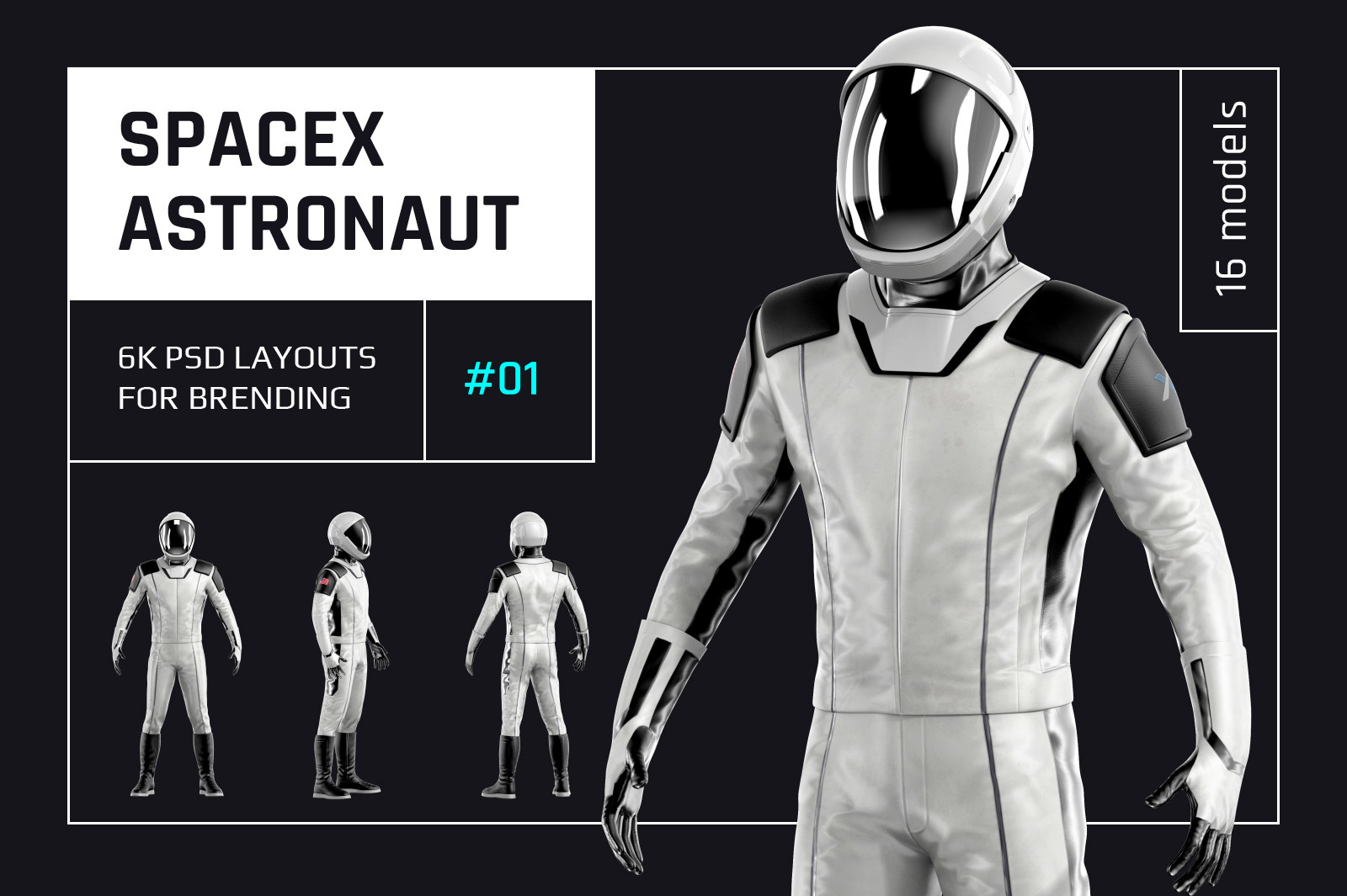 PSD Mockup 3D model SpaceX Astronaut #01