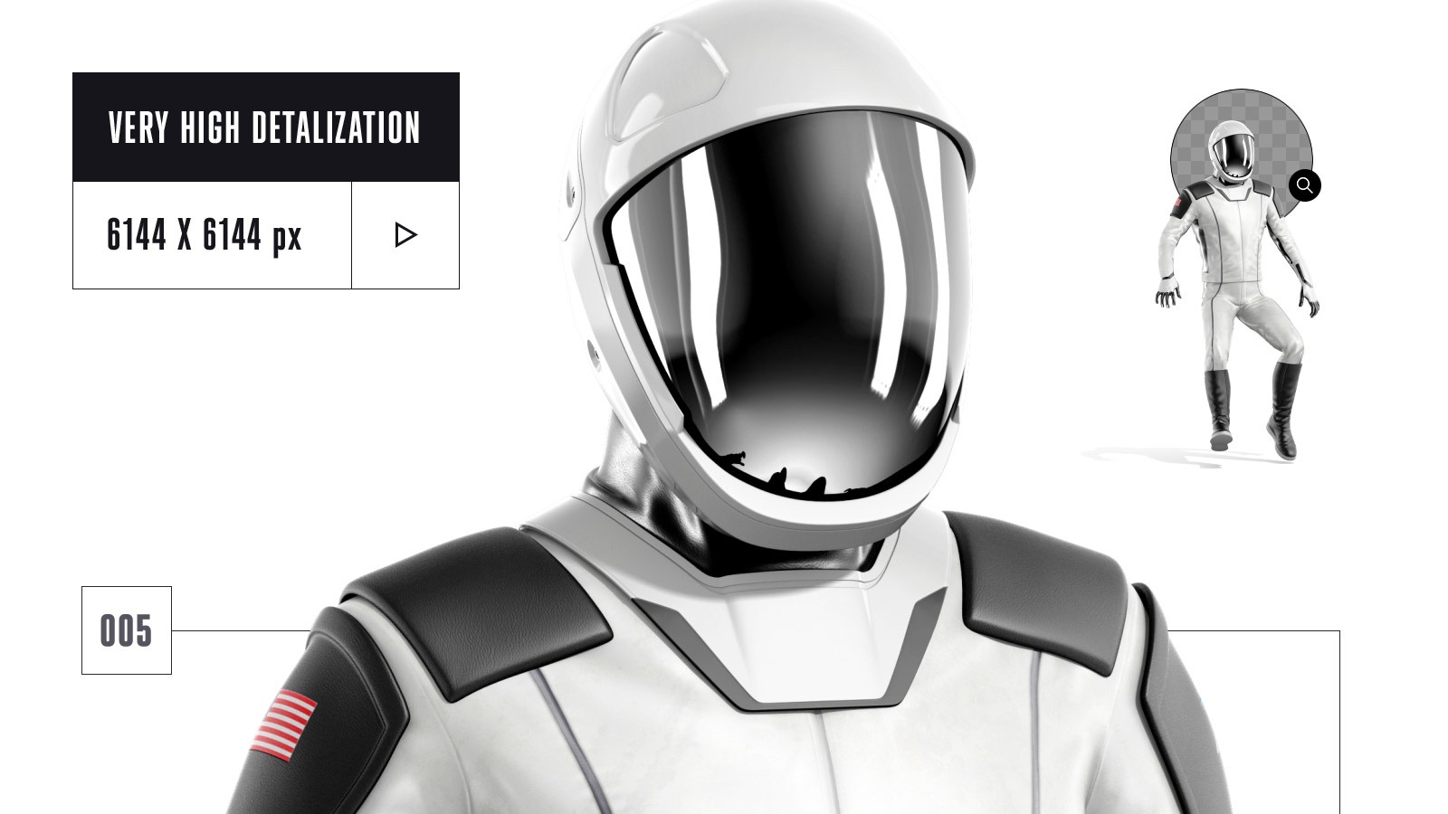 PSD Mockup 3D model SpaceX Astronaut #05 PSD Mockup 3D model SpaceX Astronaut #05